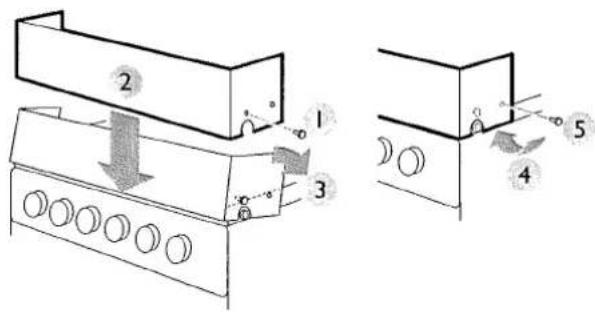 Technical diagram showing a mechanical assembly with numbered components and directional arrows indicating motion or force.