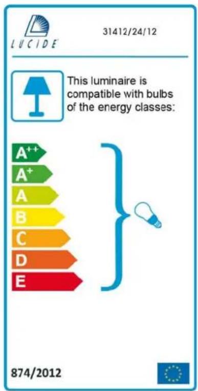 LUCIDE 31412/24/12 This luminaire is compatible with bulbs of the energy classes: A++ A+ A B C D E 874/2012