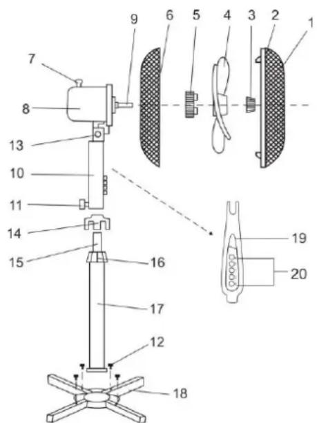 Technical diagram of a mechanical device with numbered components for identification and assembly reference.