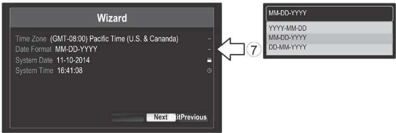 Wizard Time Zone (GMT-08:00) Pacific Time (U.S. & Canada) Date Format MM-DD-YYYY System Date 11-10-2014 System Time 16:41:08 Next ExitPrevious MM-DD-YYYY YYYY-MM-DD MM-DD-YYYY DD-MM-YYYY