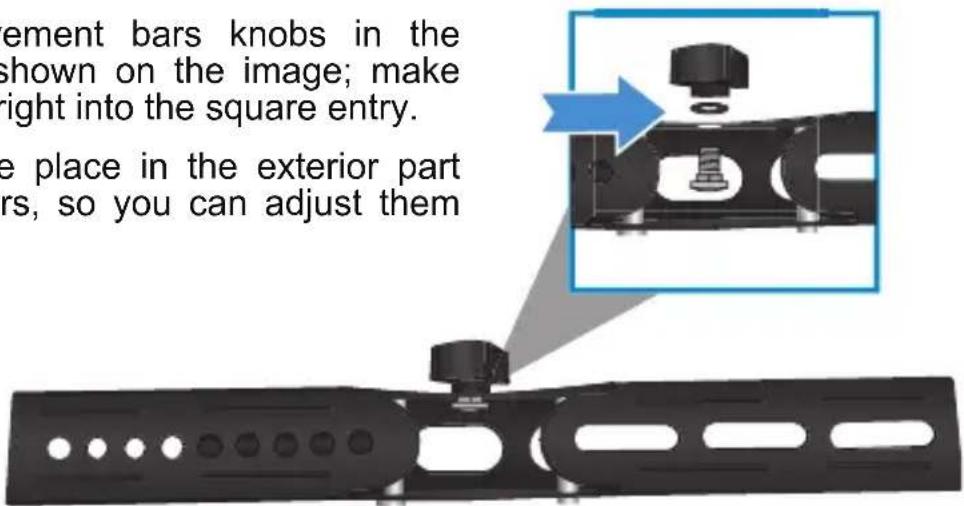 element bars knobs in the shown on the image; make right into the square entry. e place in the exterior part rs, so you can adjust them