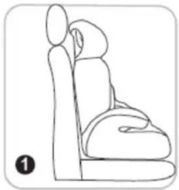 Line drawing of a seated car seat with no text or symbols.