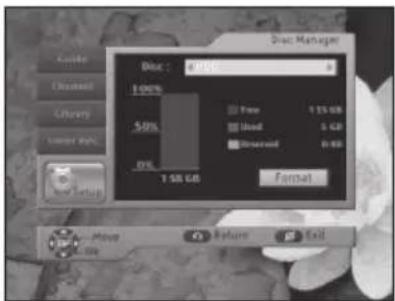 Disk Manager Disk : 4700 100% 50% DVR 1.58 GB Free 1.58 GB Used 5 GB Screened 0 GB Format Move Finish Exit