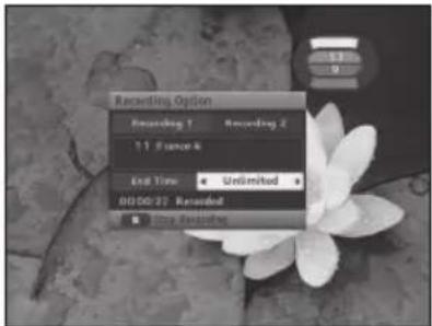 Recording Option Recording 1 Recording 2 1.1 Second A End Time Unlimited 00:00:27 Recorded Stop Seconds