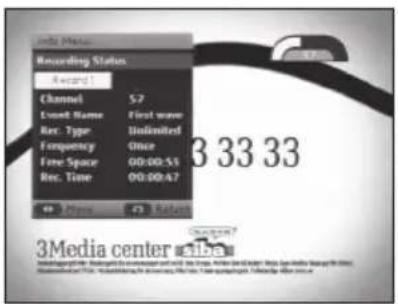 Recording Status Award 1 Channel 5.7 Event Name First wave Rec. Type Unlimited Frequency Once Free Space 00:00:53 Rec. Time 00:00:47 3 33 33 3Media center