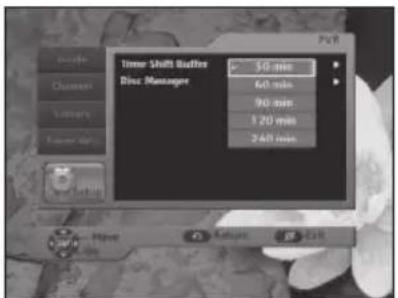 Timer Shift Buffer Disc Manager 50 min 60 min 90 min 120 min 240 min