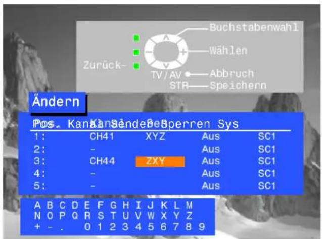 PANASONIC TX-25SL1FZ - Eine Programmposition neu benennen - 7