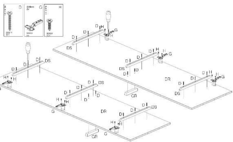 Technical schematic diagram of a mechanical or electrical device with labeled components and cross-sectional views