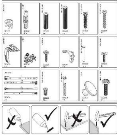 Technical diagram showing various screw and nut assembly methods with Chinese labels and tool icons