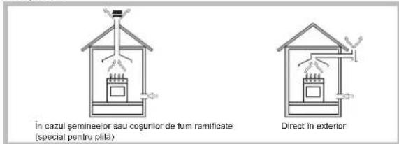 în cazul semineerior sau cogurilor de fum ramificate (special pentru pită) Direct în exterior