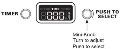 TIMER CLEAN TIME PROSE SET 0:00:0 0:00:0 PUSH TO SELECT Mini-Knob Turn to adjust Push to select