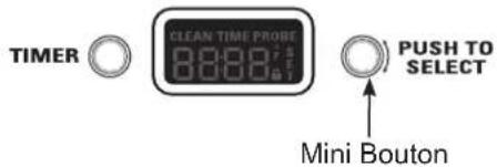 TIMER ○ CLEAN TIME PROBE 8:88:87:7 PUSH TO SELECT Mini Bouton