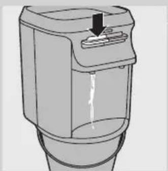 Diagram of a water dispenser with a downward arrow indicating flow or movement.