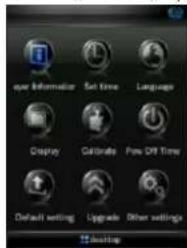 File Information Set Time Language Display Colors Flow Off Time Default setting Upgrade Other settings Options
