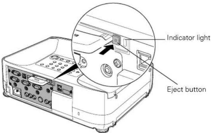 Indicator light Eject button