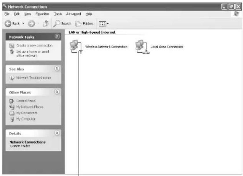 Network Connections File Edit View Favorites Tools Advanced Help Back Search Folders Network Tasks Create a new connection Set up a home or small office network See Also Network Troubleshooter Other Places Control Panel My Network Places My Documents My Computer Details Network Connections System Folder LAN or High-Speed Internet Wireless Network Connection Local Area Connection