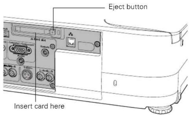 Eject button Insert card here