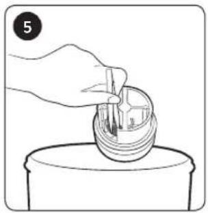 Line drawing of a hand holding a cylindrical object with a base, no text or symbols present