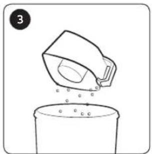 Simple line drawing of a container with liquid being poured into a container (no text or symbols)