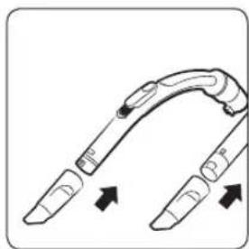 Diagram of a curved mechanical device with two connectors and directional arrows indicating motion (no text or symbols)