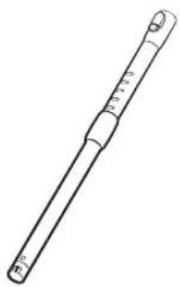 Line drawing of a cylindrical mechanical tool or rod with a flanged end (no text or symbols)