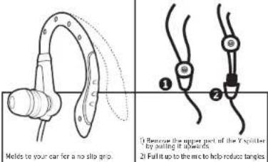 Molds to your car for a no slip grip. ① Remove the upper part of the X splitter by pulling it upwards. ② Full it up to the mc to help reduce tangles.