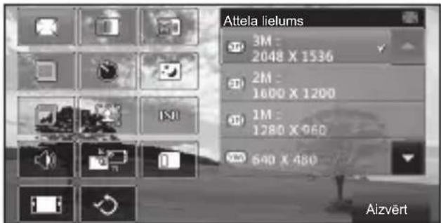 Attela lielums 3M : 2048 X 1536 2M : 1000 X 1200 1M : 1280 X 960 640 X 480 Aizvert