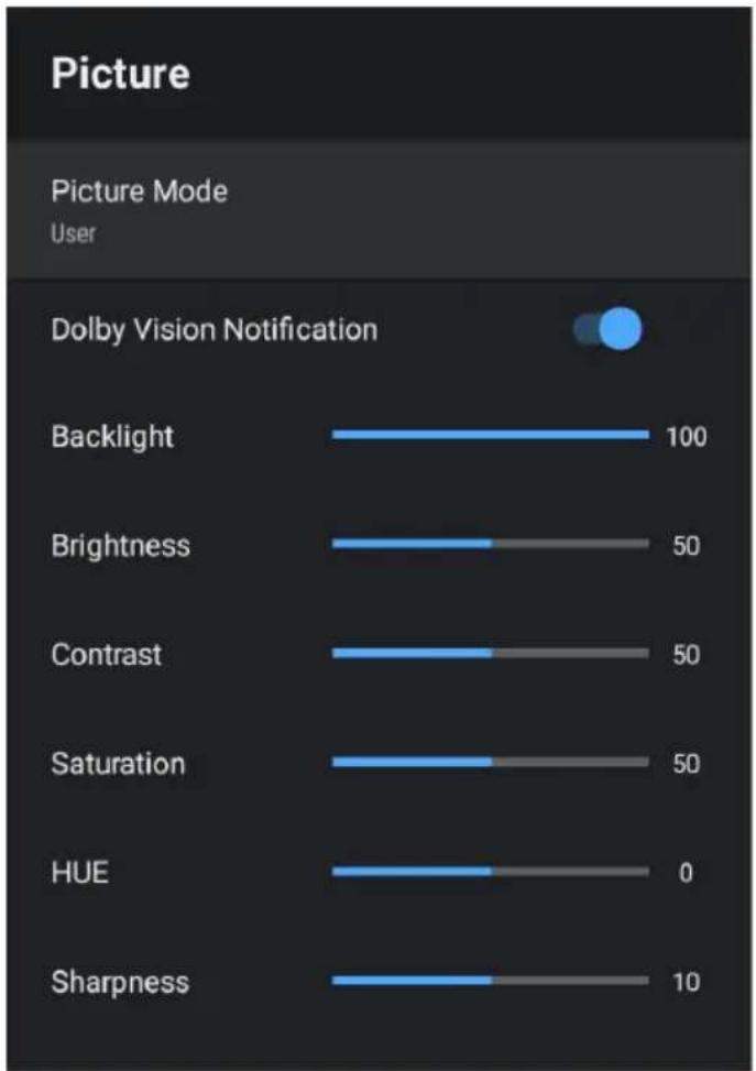 BLAUPUNKT BP580USG9200 - PICTURE SETTINGS MENU - 1