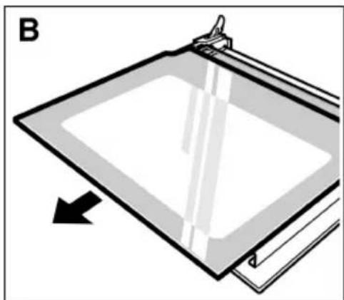 Diagram of a tilted rectangular frame with a vertical line and arrow indicating direction (no text or symbols)