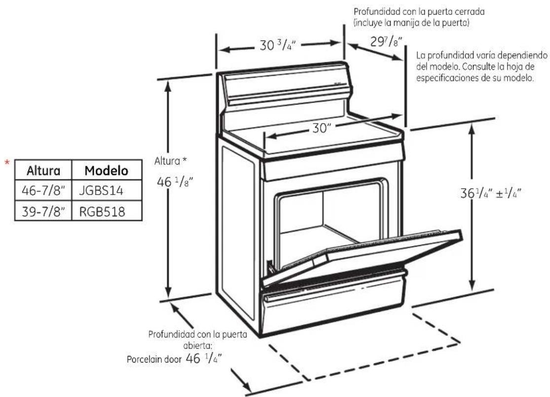 GE JGBS14PCDWW - DIMENSIONES Y ESPACIOS - 2