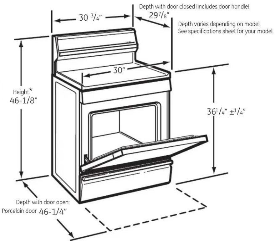 GE JGBS14PCDWW - DIMENSIONS AND CLEARANCES - 2