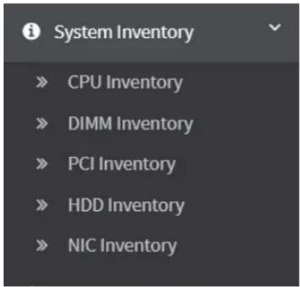 System Inventory » CPU Inventory » DIMM Inventory » PCI Inventory » HDD Inventory » NIC Inventory