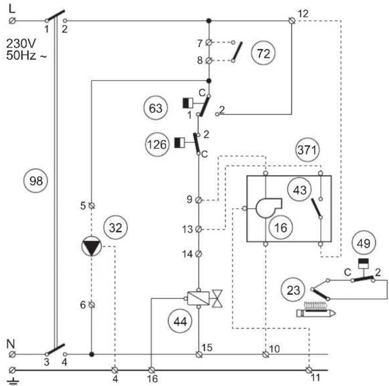 L 230V 50Hz ~ 1 2 7 8 72 12 63 1 2 C 126 C 98 5 32 13 14 44 49 43 16 49 23 C 2 N 3 4 4 16 10 11