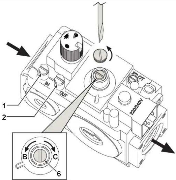IN OUT 1 2 B C 6 220/240V