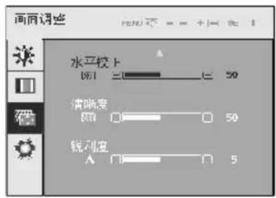 画面调整 水平校下 0.01 50 清晰度 0.01 50 锐测度 A 5