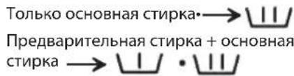 Только основная стирка • → Ш Предварительная стирка + основная стирка → Ш • Ш