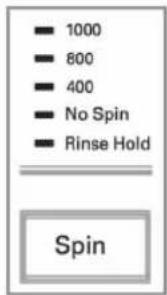 Spin: 1000, 800, 400, No Spin, Rinse Hold