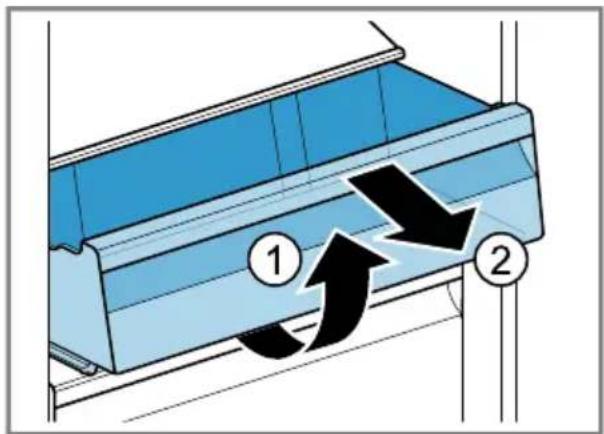Diagram showing airflow or ventilation process between two blue containers with numbered arrows indicating direction of flow.
