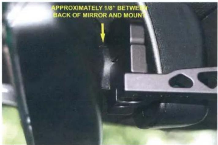 APPROXIMATELY 1/8" BETWEEN BACK OF MIRROR AND MOUNT