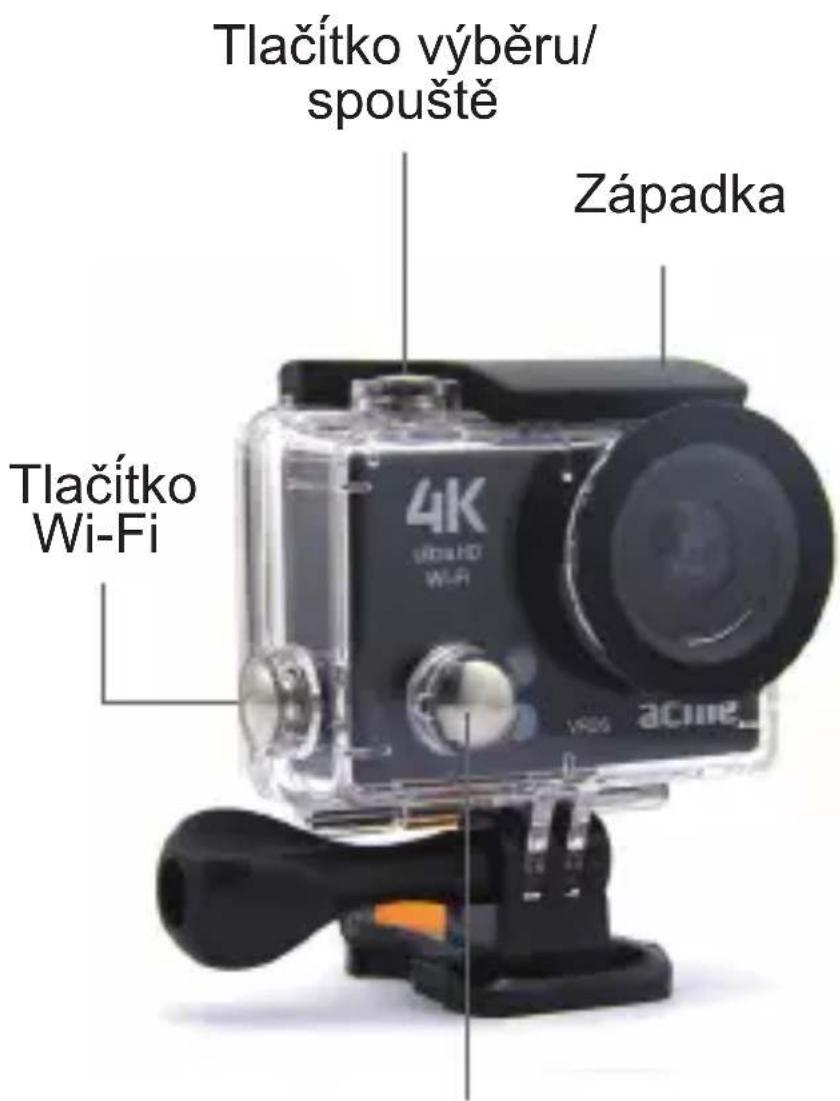 Tlačítko výběru/ spouště Západka Tlačítko Wi-Fi 4K vioho Wi-Fi ACiune