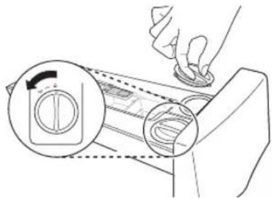 Illustration of a hand cleaning a cylindrical device with a magnified inset showing internal components (no text or symbols)