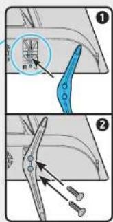 Technical diagram showing two-step assembly steps of a mechanical component with labeled parts and directional arrows