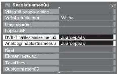 PANASONIC TX-L19D28EP - Valige suvand „DVB-T häälestamise menüü“ või „Analoogi häälestusmenüü“ - 1