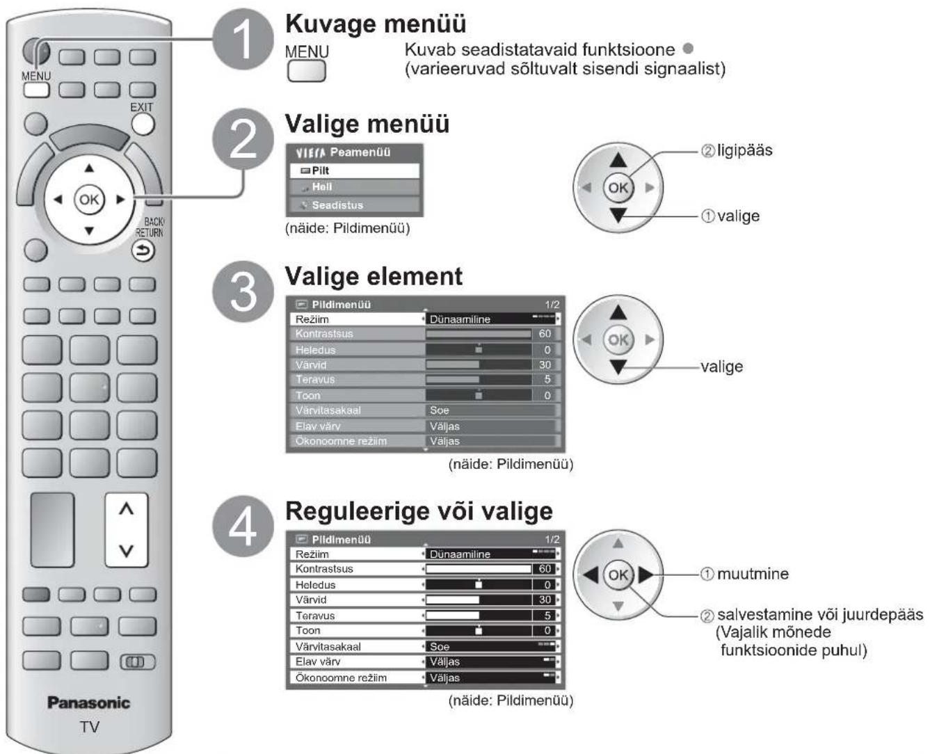 PANASONIC TX-L19D28EP - Kuidas kasutada menüüfunktsioone - 1