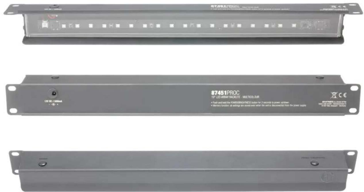 87451PROC TOP LED ARRAY RAGOLITE - MULTICOLOUR • Push and hold the POWER/WNSWINDNESS button for 2 seconds to power up to 600nm • Memory functions at settings are closed even when the unit is connected from the power supply 87451PROC TOP LED ARRAY RAGOLITE - MULTICOLOUR • Push and hold the POWER/WNSWINDNESS button for 2 seconds to power up to 600nm • Memory functions at settings are closed even when the unit is connected from the power supply