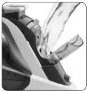 Close-up of a car seatbelt with steam rising from the side (no visible text or symbols)