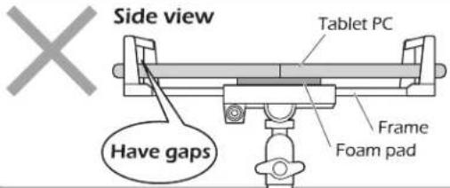Side view Tablet PC Frame Foam pad Have gaps