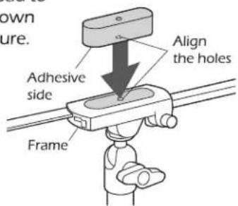 own ure. Align the holes Adhesive side Frame