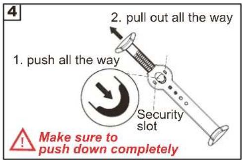 4 1. push all the way 2. pull out all the way Security slot Make sure to push down completely