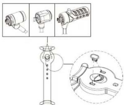 Technical diagram showing mechanical assembly with exploded view and close-up detail of a component